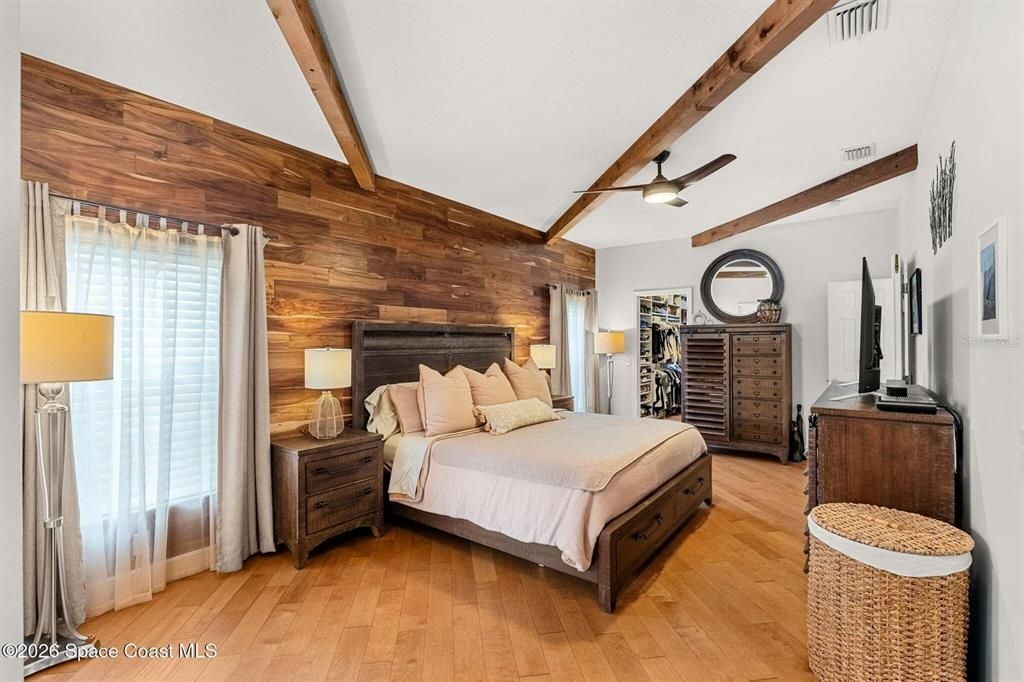 Bedroom, Interior, Wooden Beams, Wood Texture Flooring, Wooden Walls