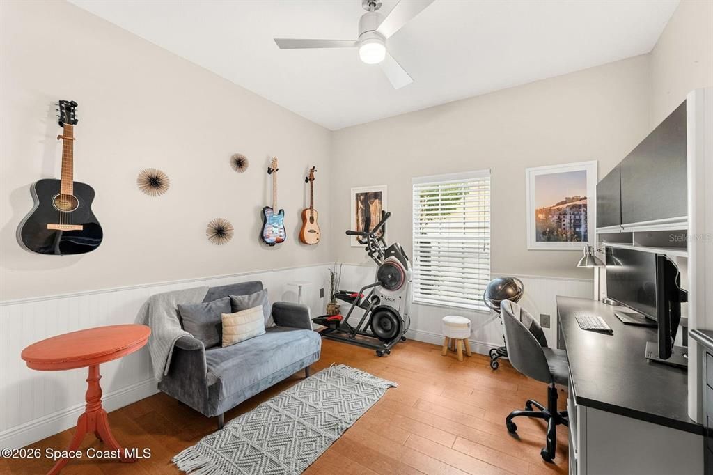 Fitness Equipment, Home Office, Interior, Wood Texture Flooring