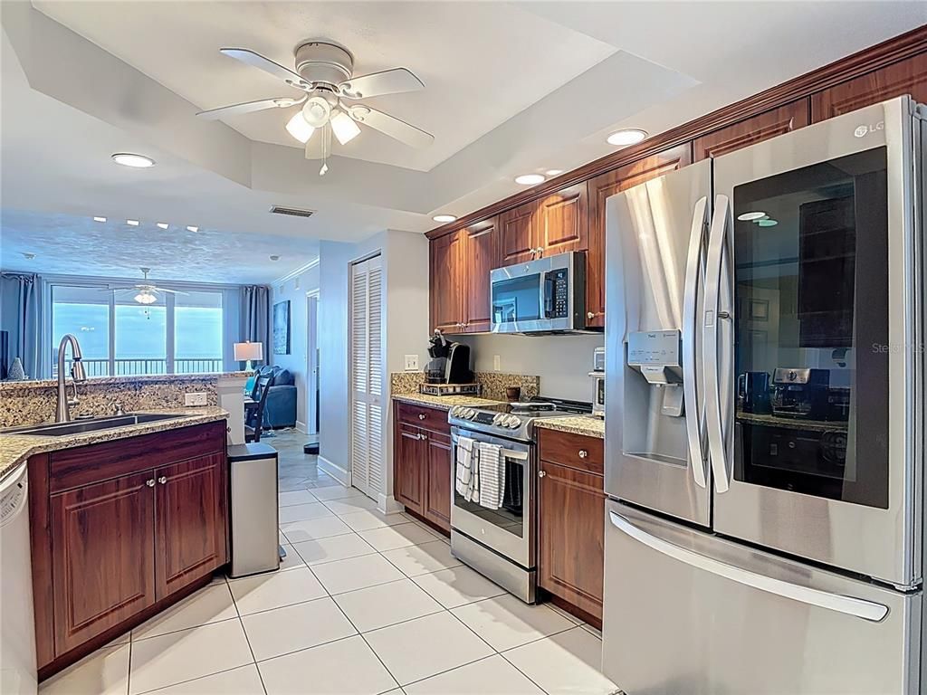 Interior, Kitchen, Recessed Lighting, Stainless Steel Appliances, Water