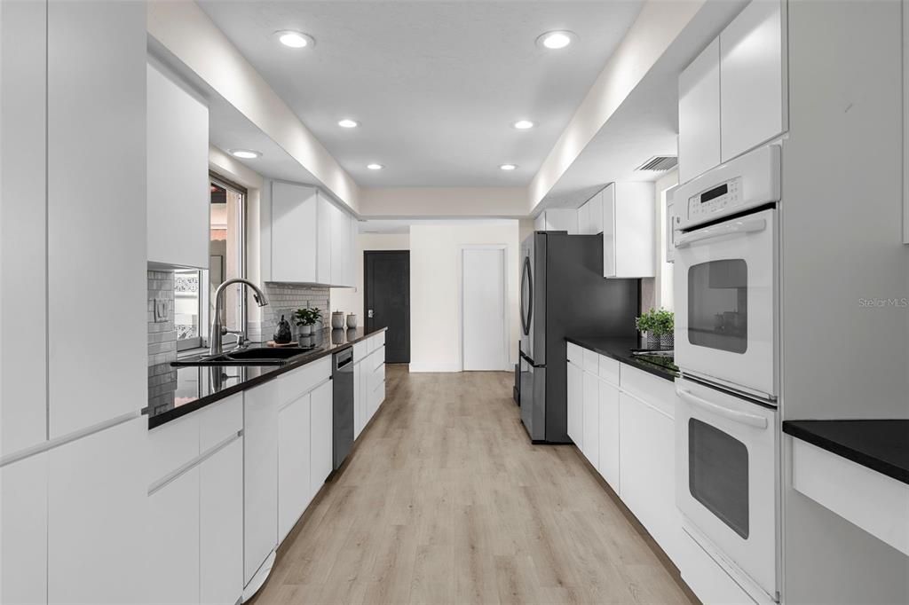 Interior, Kitchen, Recessed Lighting, Wood Texture Flooring