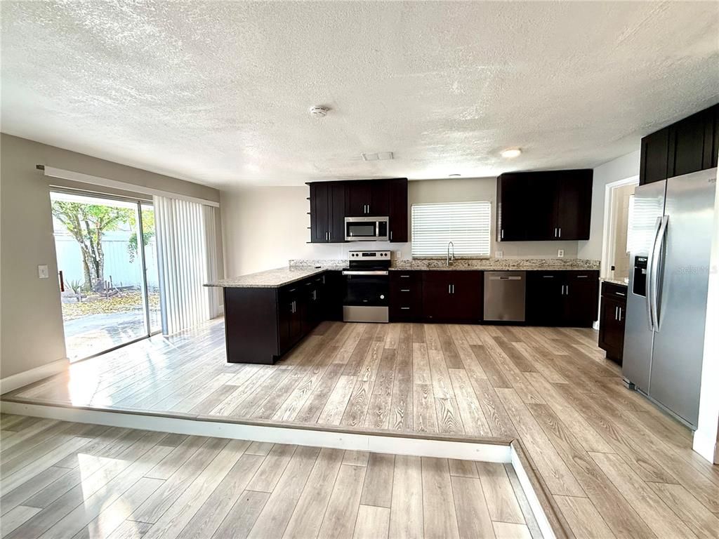 Interior, Kitchen, Stainless Steel Appliances, Wood Texture Flooring