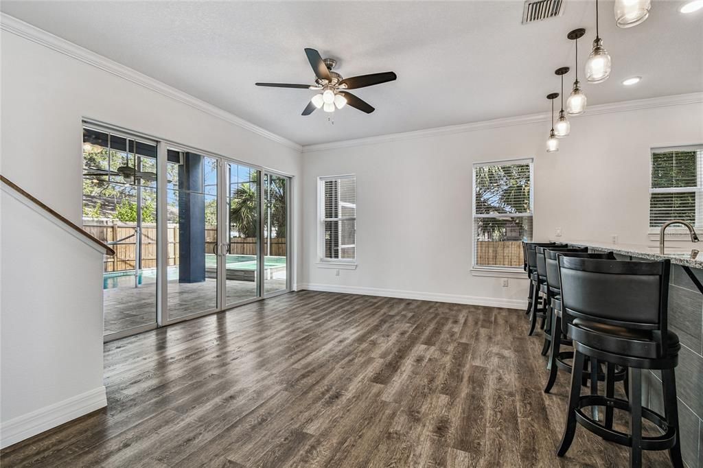 Interior, Pendant Lights, Recessed Lighting, Wood Texture Flooring