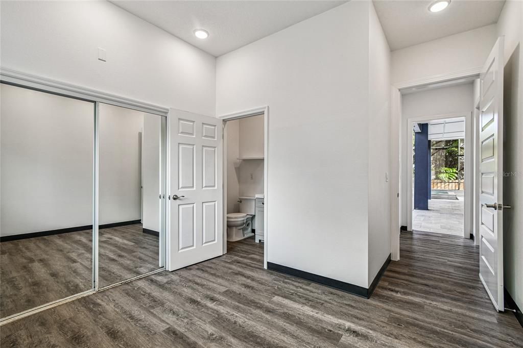 Bathroom, Interior, Recessed Lighting, Wood Texture Flooring