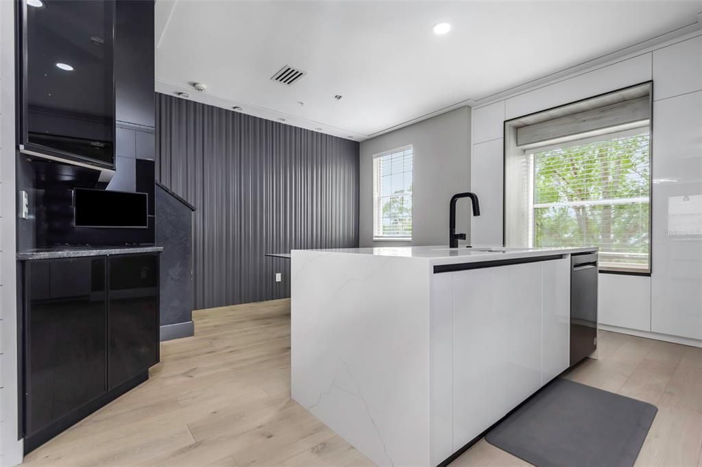 Interior, Kitchen, Recessed Lighting, Wood Texture Flooring