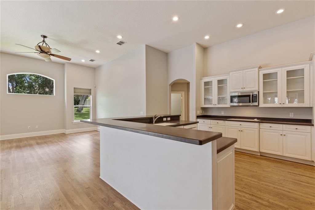 Interior, Kitchen, Recessed Lighting, Wood Texture Flooring