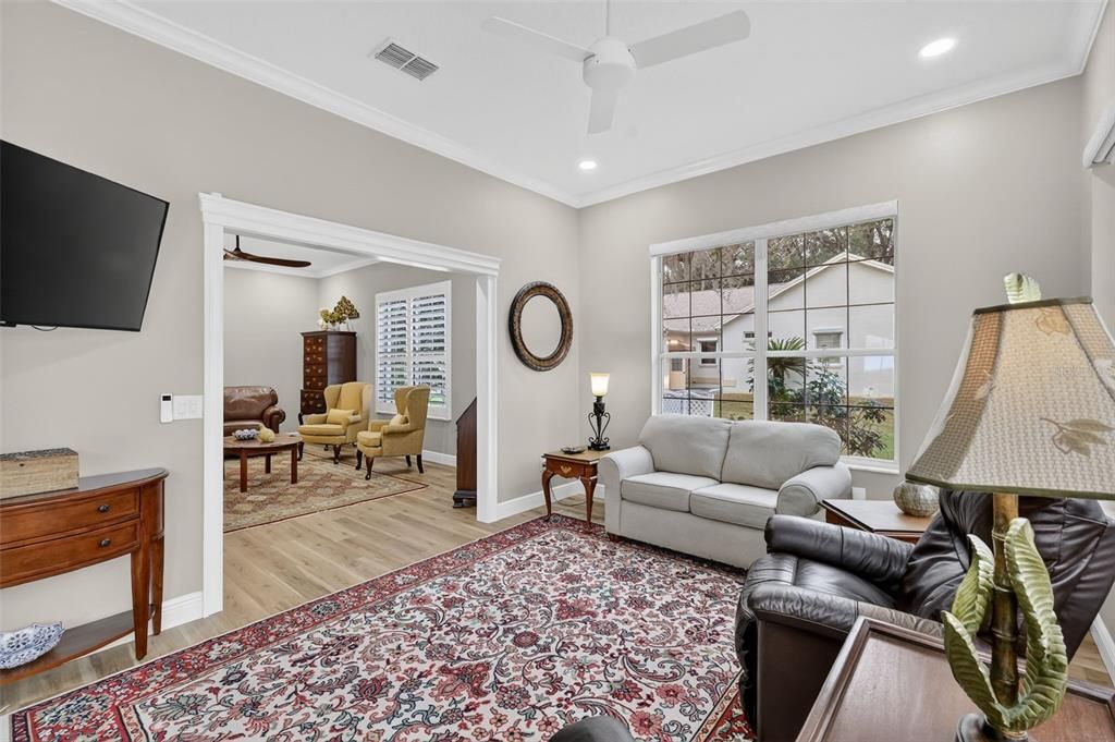 Interior, Living room, Recessed Lighting, Wood Texture Flooring