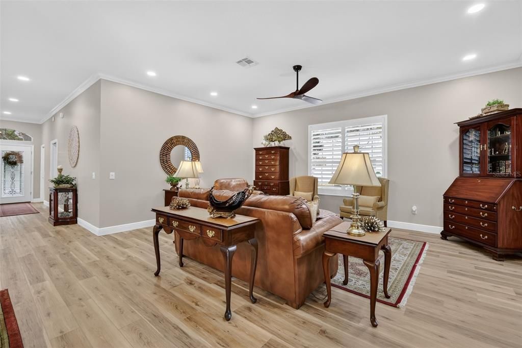 Interior, Living room, Recessed Lighting, Wood Texture Flooring