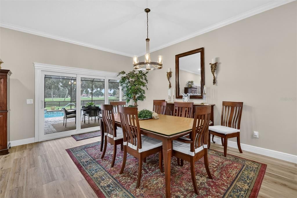 Chandelier, Dining room, Interior, Pendant Lights, Wood Texture Flooring