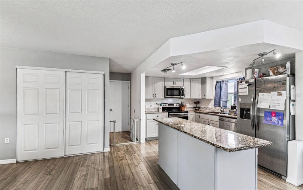Interior, Kitchen, Stainless Steel Appliances, Wood Texture Flooring