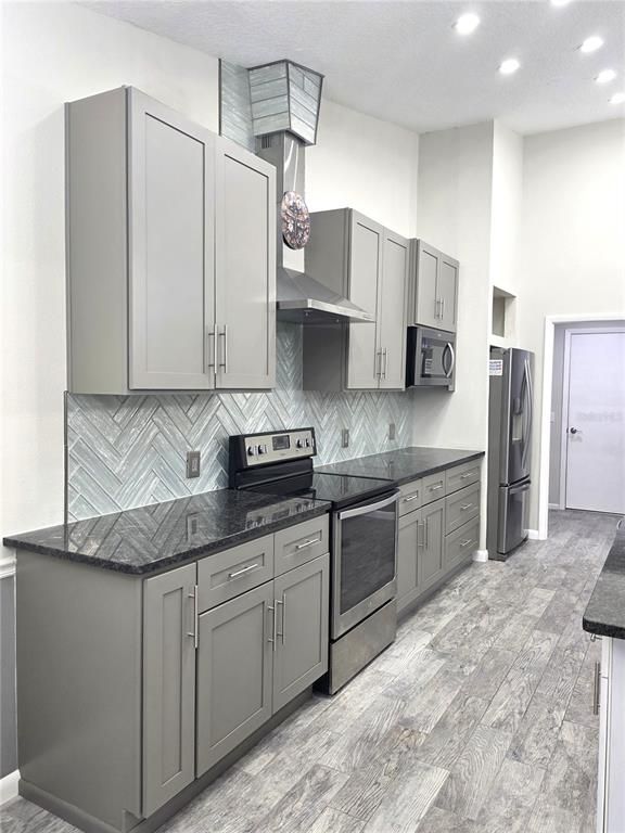 Interior, Kitchen, Recessed Lighting, Wood Texture Flooring