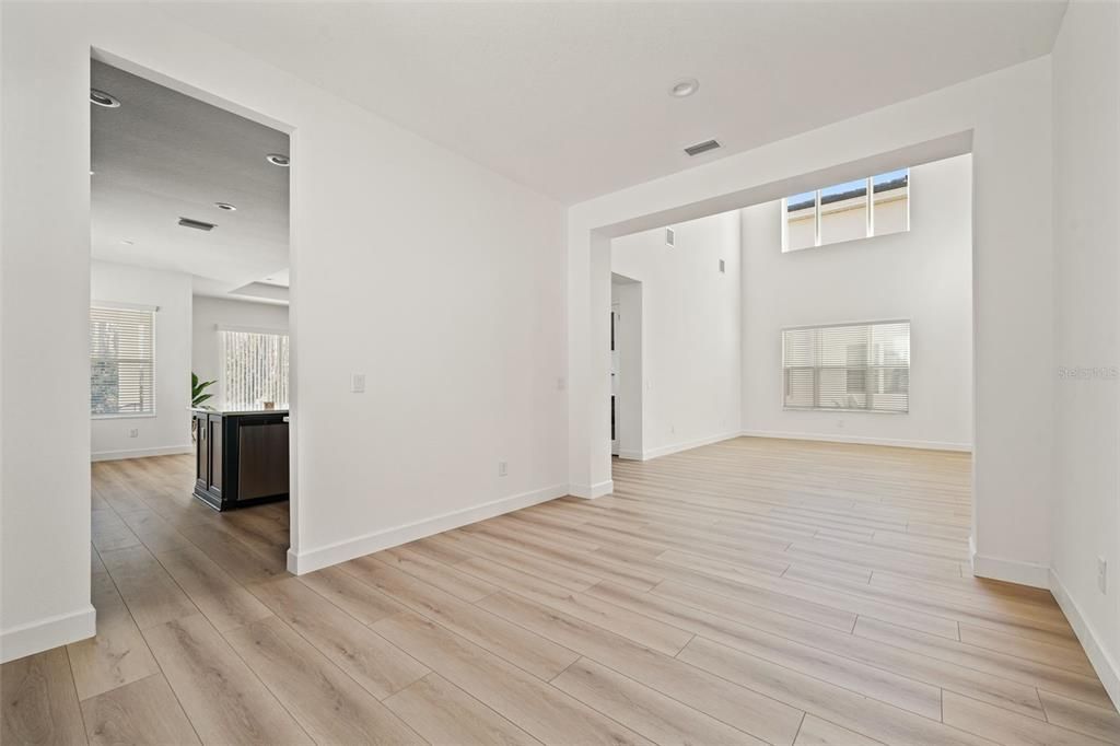 Empty room, Interior, Recessed Lighting, Wood Texture Flooring
