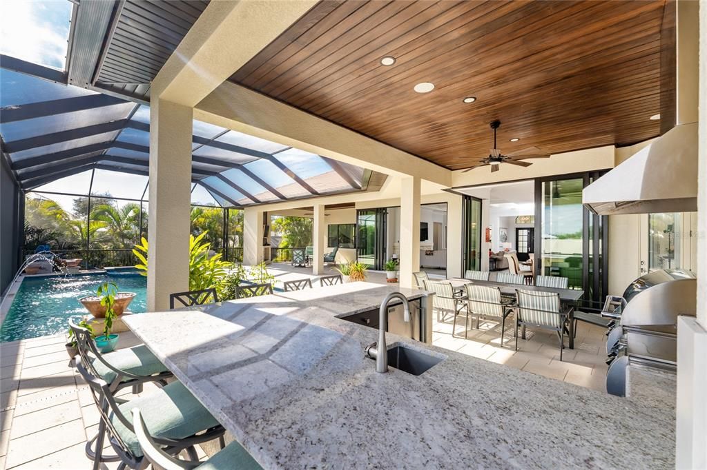 Dining room, Glass Ceilings, Interior, Pool, Recessed Lighting, Sun Room, Wooden Ceilings