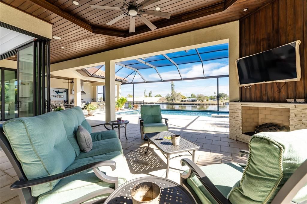 Glass Ceilings, Interior, Living room, Pool, Recessed Lighting, Sun Room, Wooden Ceilings