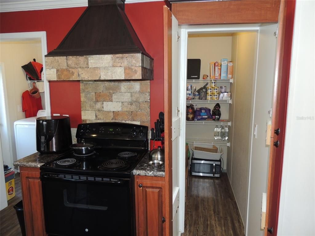 Interior, Kitchen, Stone Walls, Wood Texture Flooring