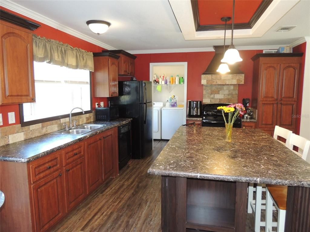 Interior, Kitchen, Pendant Lights, Wood Texture Flooring
