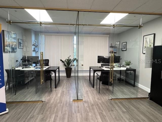 Home Office, Interior, Pendant Lights, Wood Texture Flooring