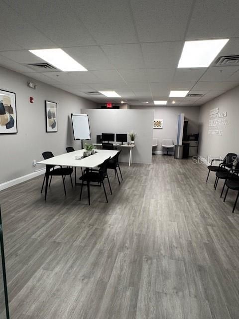 Dining room, Interior, Recessed Lighting, Wood Texture Flooring