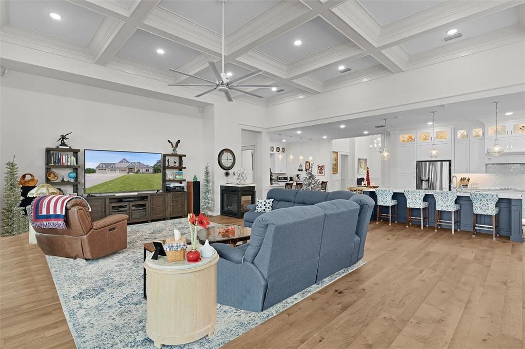 Interior, Kitchen, Living room, Pendant Lights, Recessed Lighting, Stainless Steel Appliances, Wood Texture Flooring