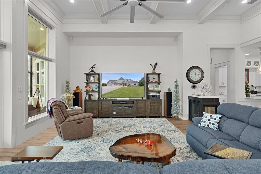 Interior, Living room, Recessed Lighting, Wood Texture Flooring