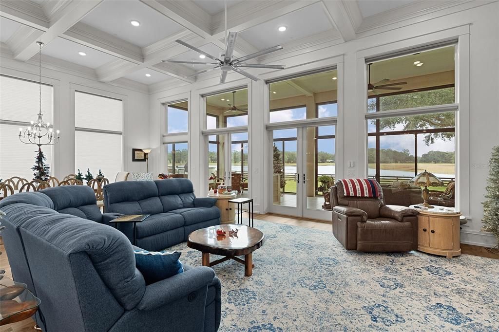 Chandelier, Interior, Living room, Recessed Lighting, Water, Wood Texture Flooring