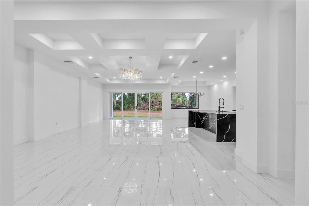 Empty room, Interior, Marble, Recessed Lighting