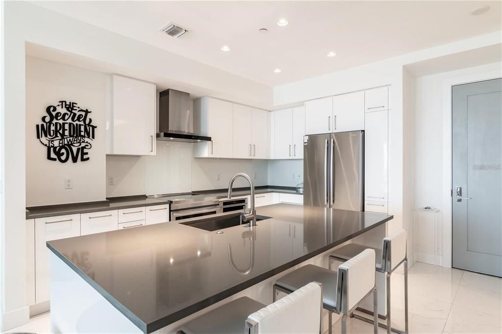 Interior, Kitchen, Marble, Recessed Lighting, Stainless Steel Appliances