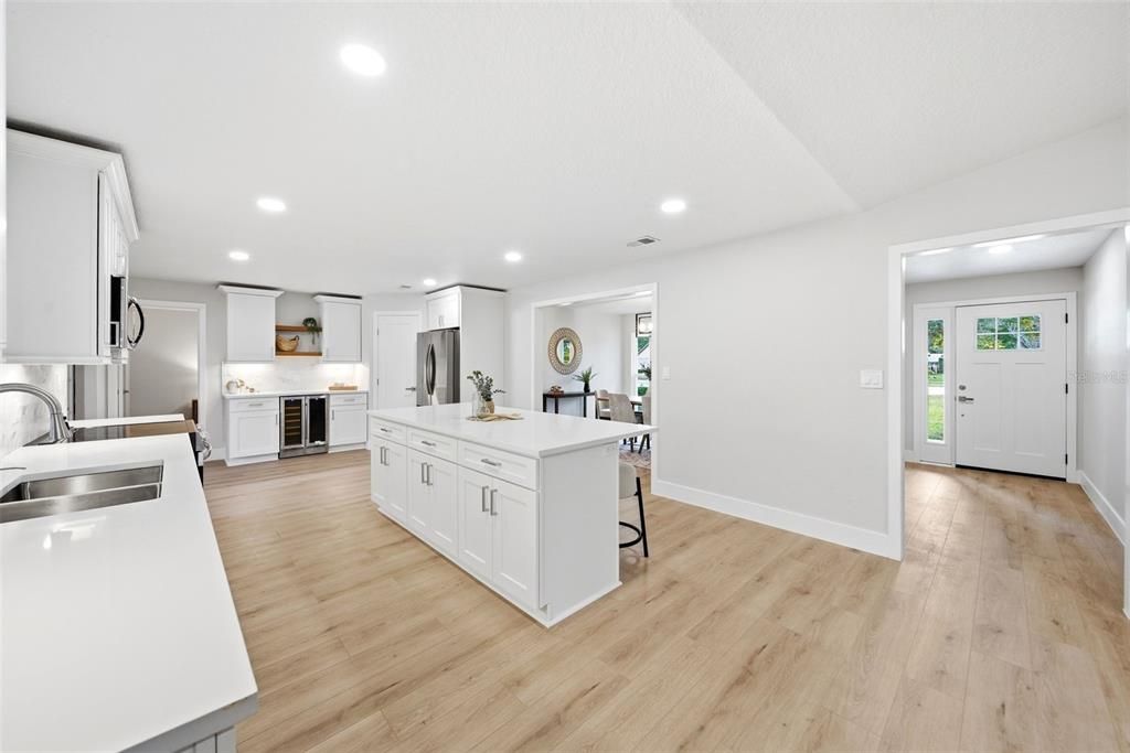 Interior, Kitchen, Recessed Lighting, Wood Texture Flooring