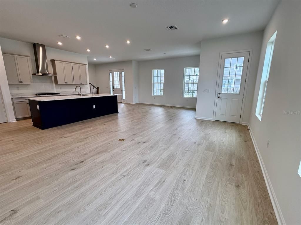 Interior, Kitchen, Recessed Lighting, Wood Texture Flooring