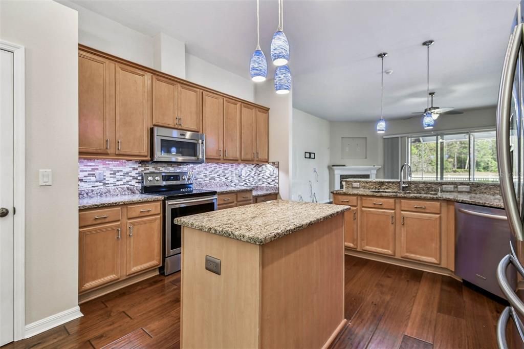 Interior, Kitchen, Pendant Lights, Stainless Steel Appliances, Wood Texture Flooring