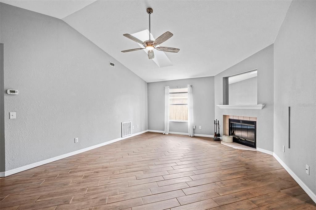 Empty room, Fireplace, Interior, Wood Texture Flooring