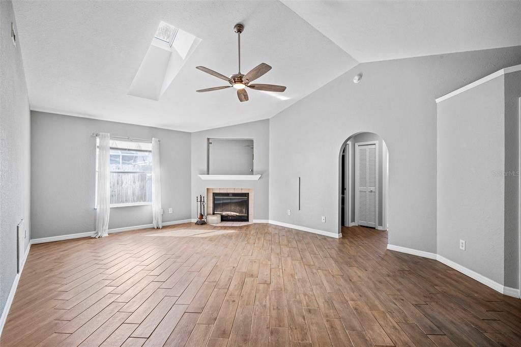 Empty room, Fireplace, Interior, Wood Texture Flooring