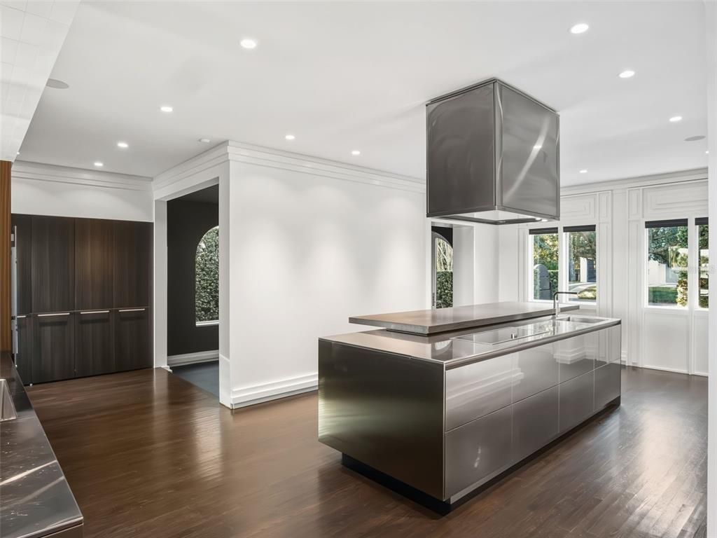 Interior, Kitchen, Recessed Lighting, Wood Texture Flooring
