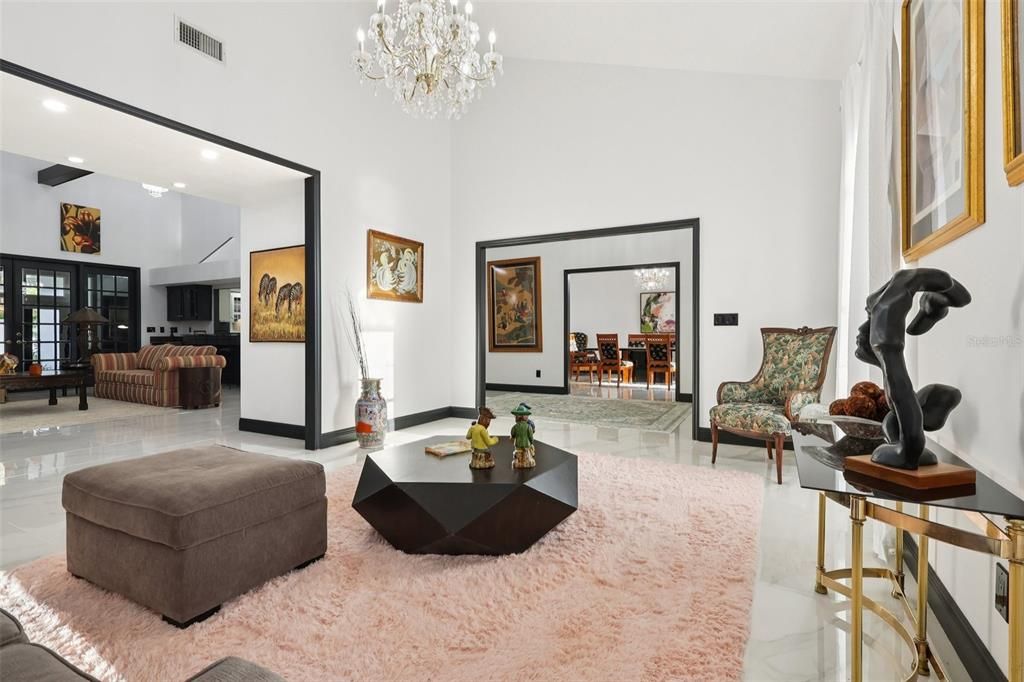 Chandelier, Interior, Living room, Recessed Lighting