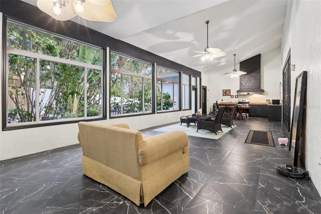 Dining room, Interior, Living room, Marble, Pendant Lights