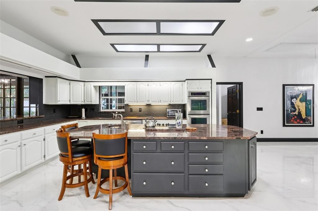 Interior, Kitchen, Marble, Recessed Lighting, Stainless Steel Appliances