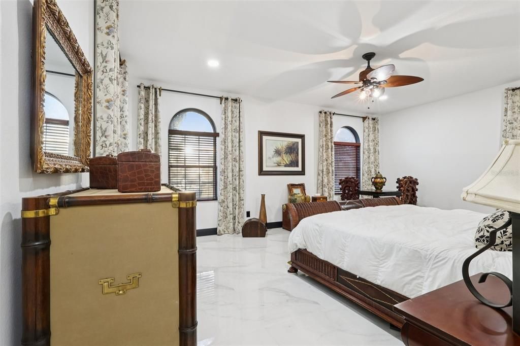 Bedroom, Interior, Marble, Recessed Lighting