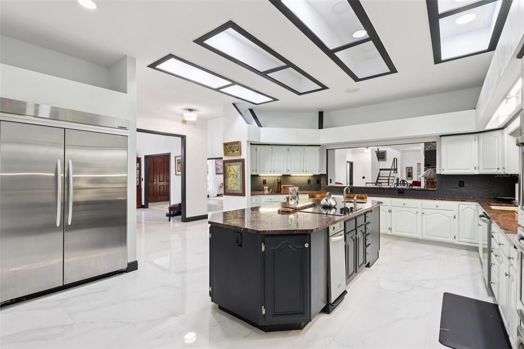 Interior, Kitchen, Marble, Recessed Lighting, Stainless Steel Appliances