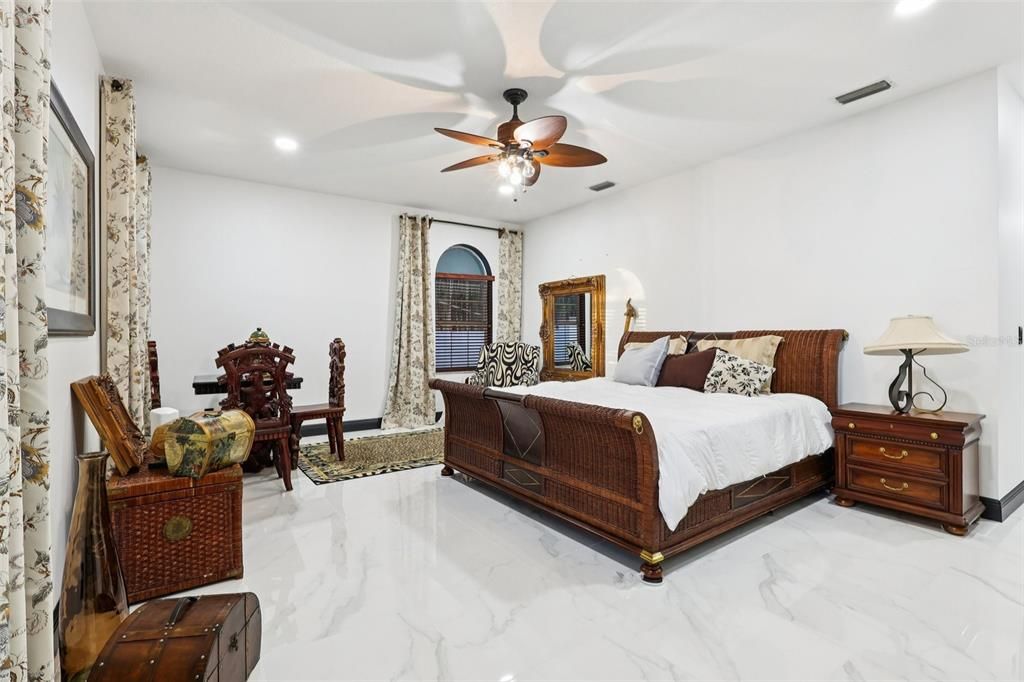 Bedroom, Interior, Marble, Recessed Lighting