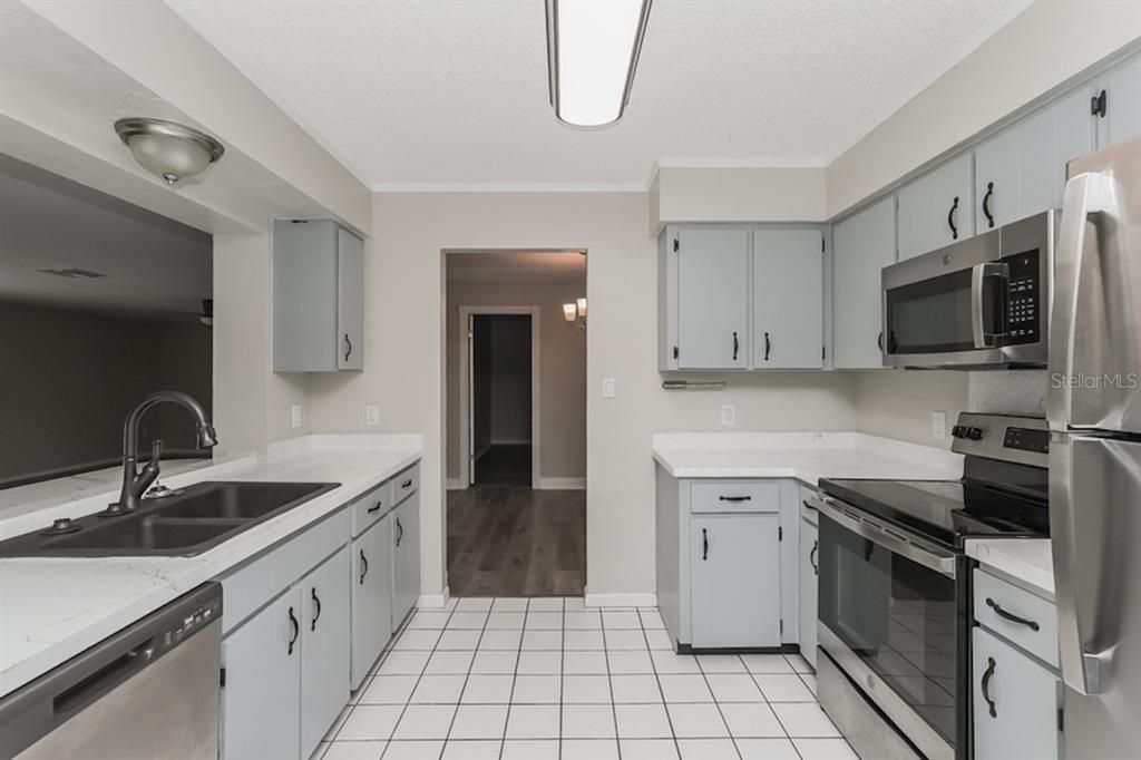 Interior, Kitchen, Stainless Steel Appliances, Wood Texture Flooring