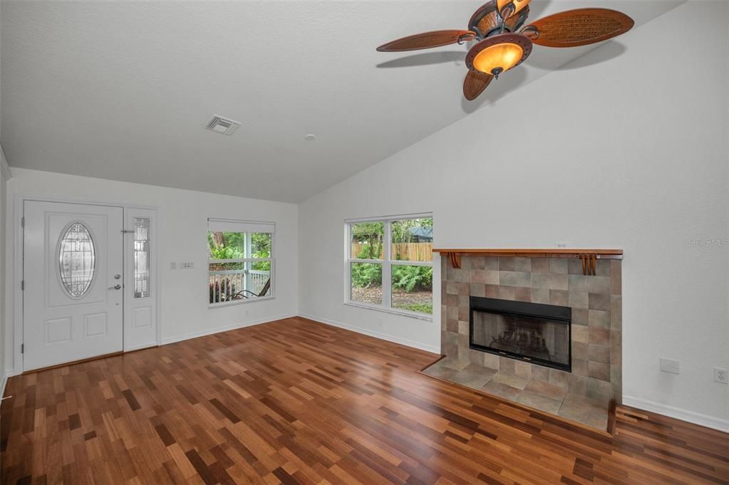Empty room, Fireplace, Interior, Wood Texture Flooring