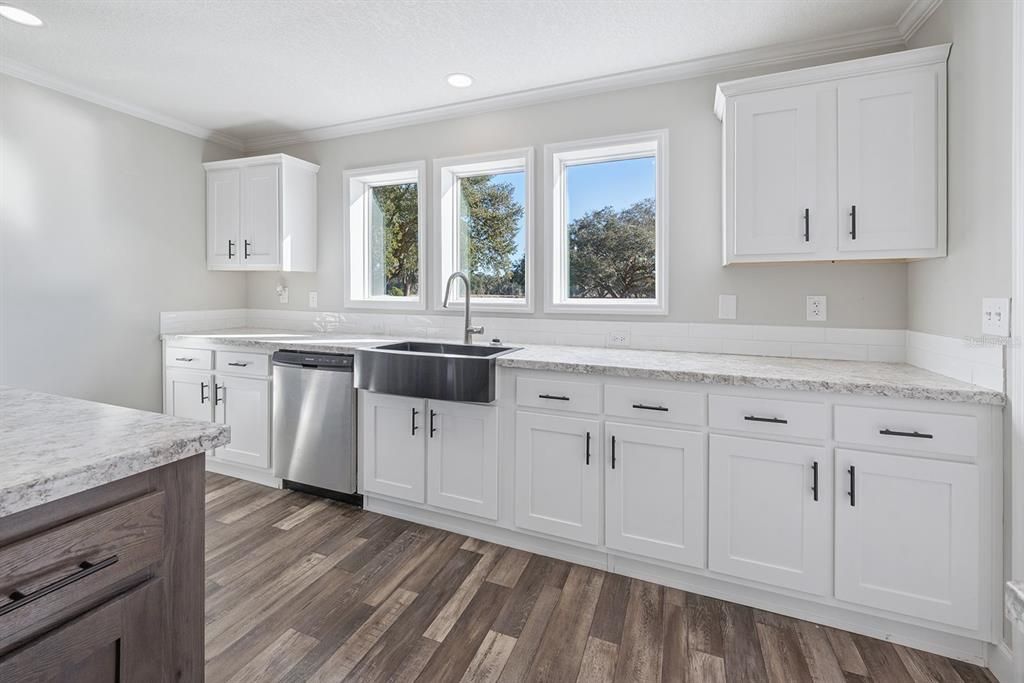 Interior, Kitchen, Recessed Lighting, Wood Texture Flooring