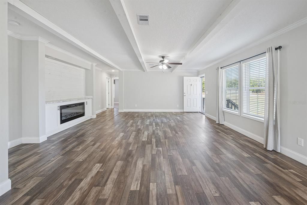 Empty room, Fireplace, Interior, Wood Texture Flooring