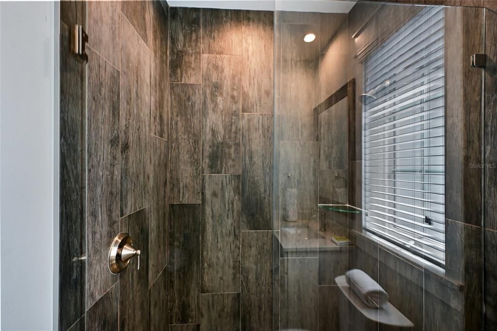 Bathroom, Glass Shower, Interior, Recessed Lighting
