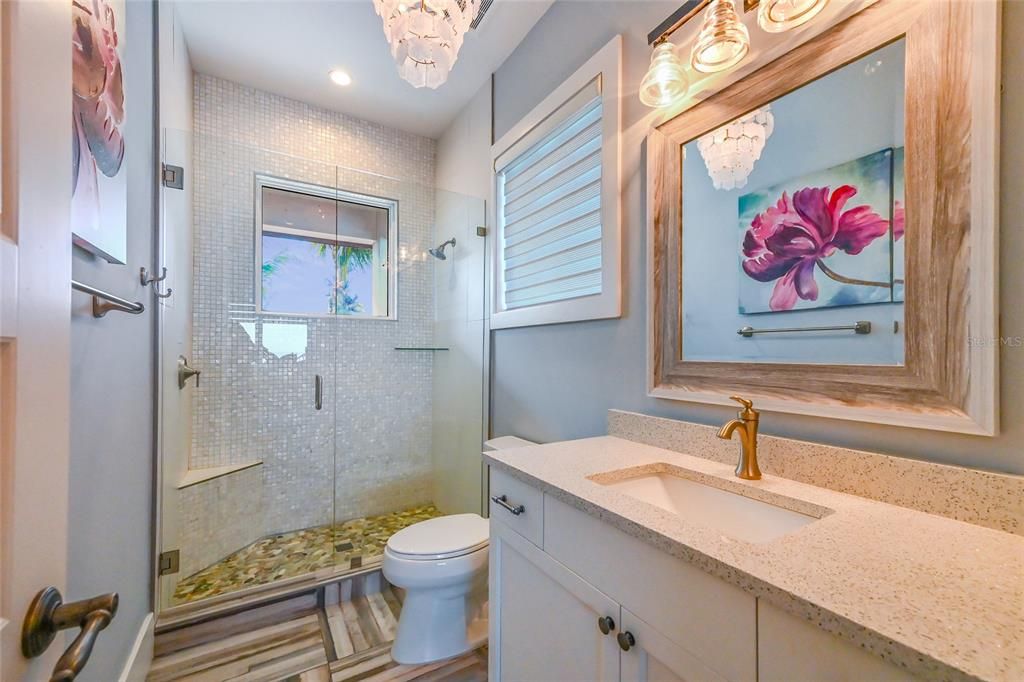 Bathroom, Glass Shower, Interior, Recessed Lighting