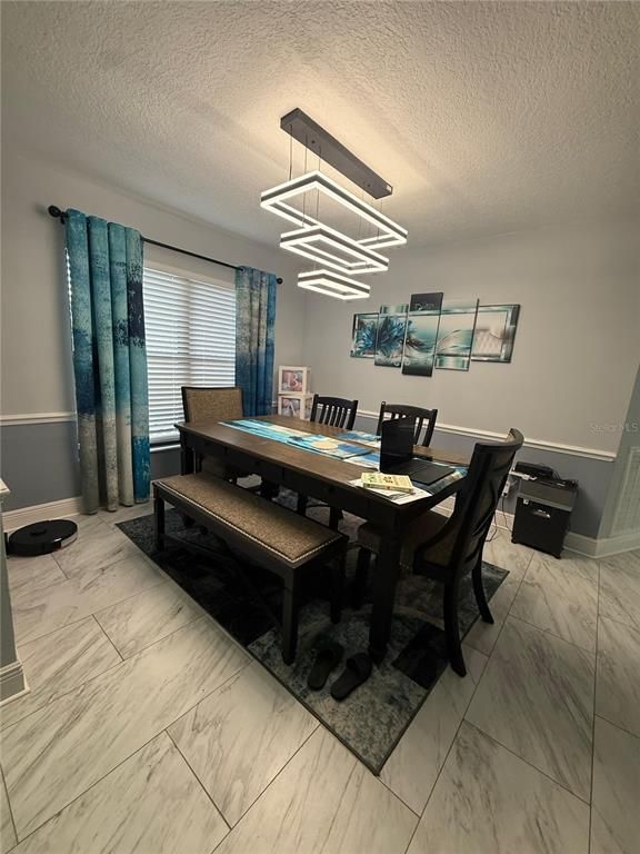 Dining room, Interior, Marble, Pendant Lights