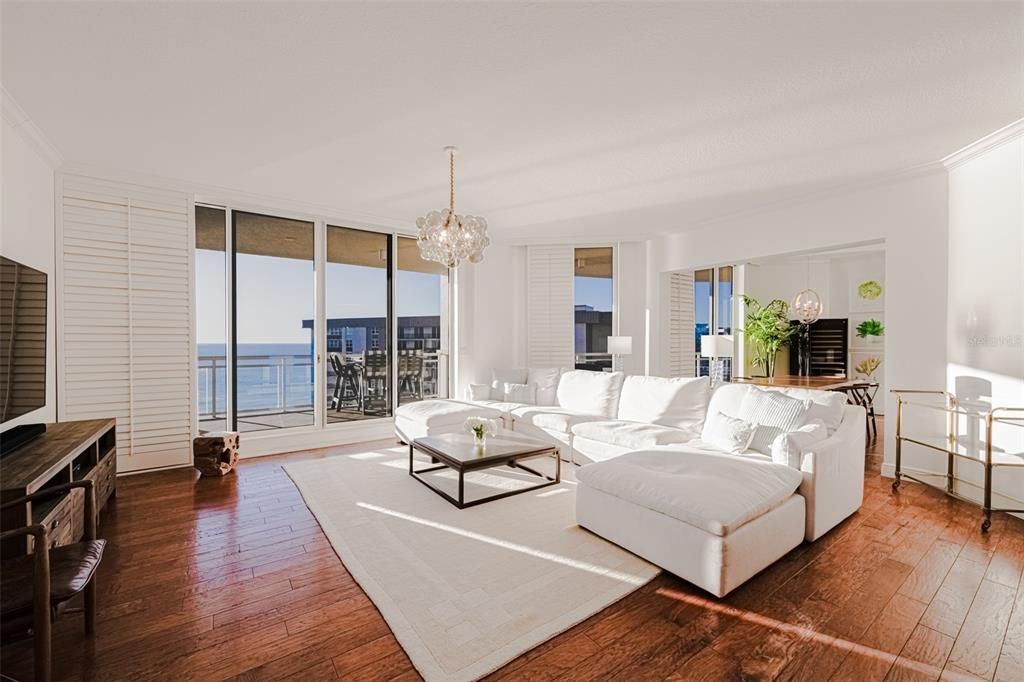 Chandelier, Interior, Living room, Water, Wood Texture Flooring