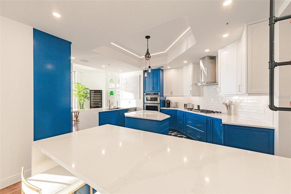 Interior, Kitchen, Pendant Lights, Recessed Lighting, Wood Texture Flooring
