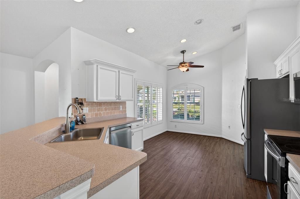 Interior, Kitchen, Recessed Lighting, Wood Texture Flooring