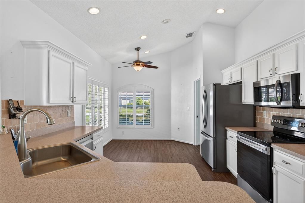 Interior, Kitchen, Recessed Lighting, Wood Texture Flooring