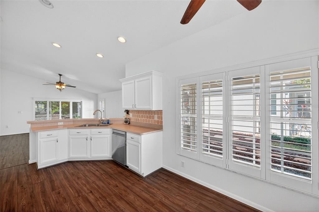 Interior, Kitchen, Recessed Lighting, Wood Texture Flooring
